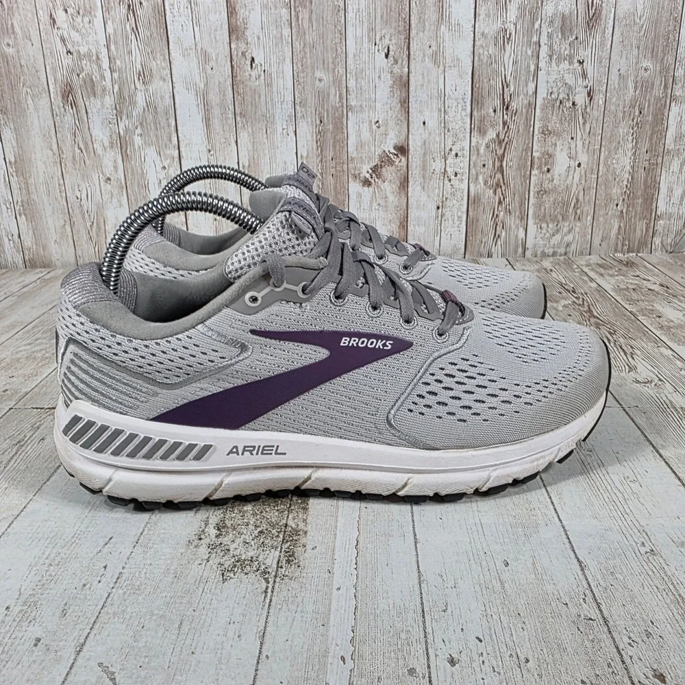 Brooks Ariel 20 Womens Running Shoes Grey Purple Wide D 1203151D009 Size 8